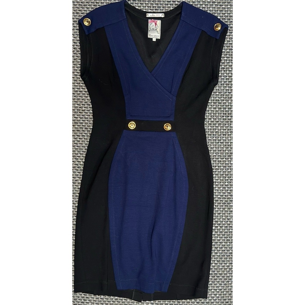 Yoana Baraschi Dress NWT Size 10 Navy/Black Floral Knee Length Dress NYC